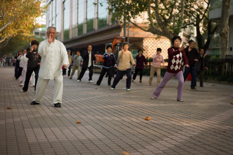 Tai Chi Master and his class. Shanghai 2012